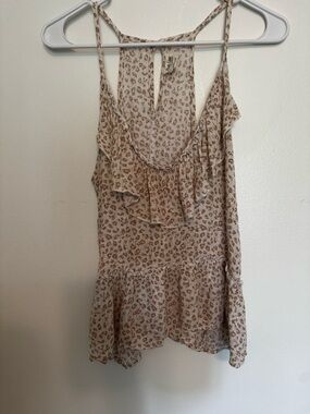 Peach Love California Cream Tank with Brown Floral Print